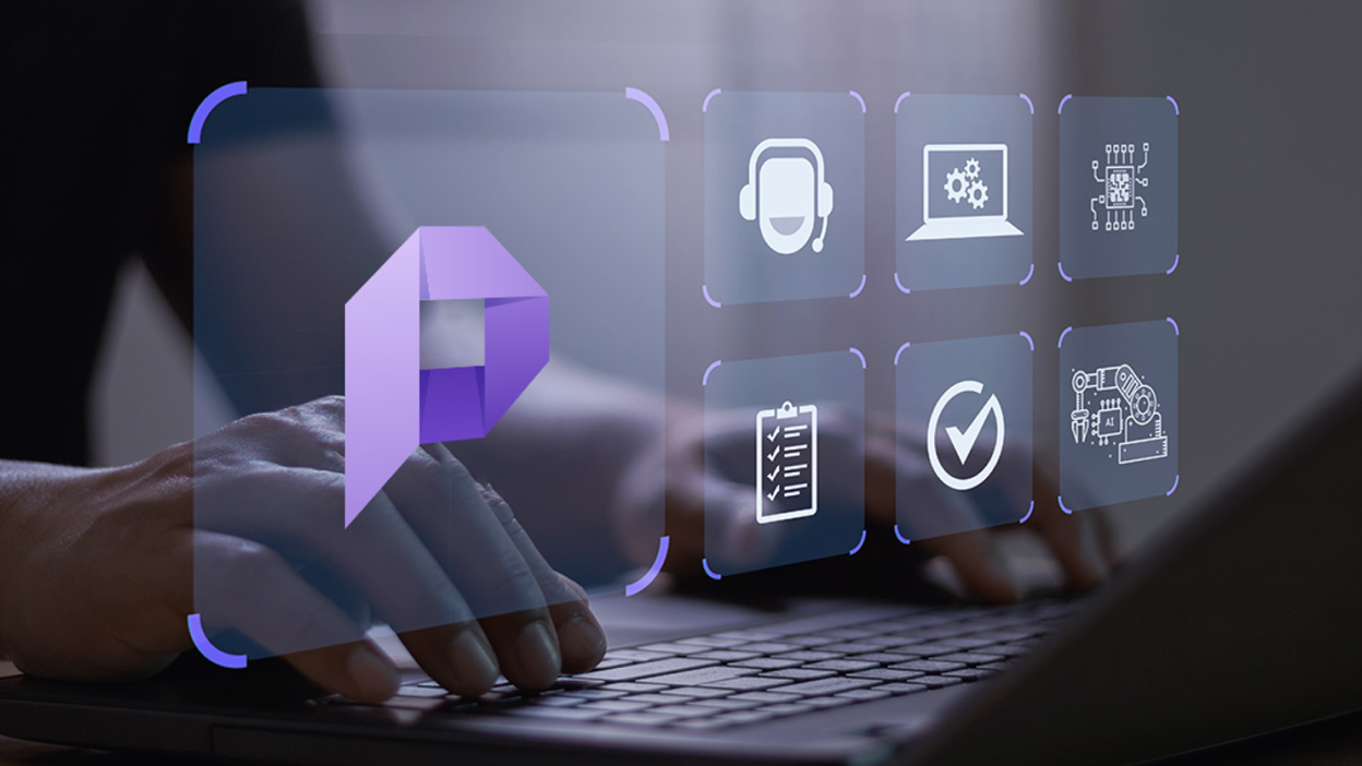 Protégé logo against a background with an individual typing on a laptop, accompanied by icons indicating connectivity 
