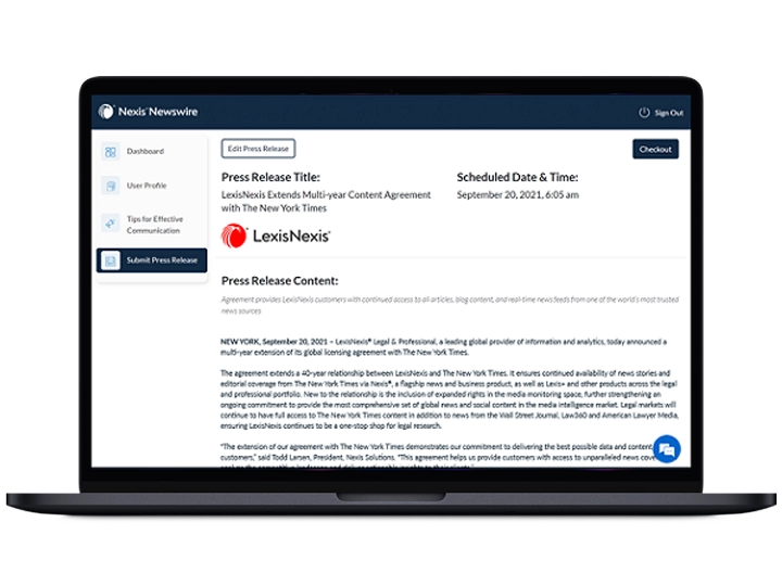 Nexis Newswire press release distribution